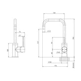 Phoenix Vivid Slimline 160mm Squareline Basin / Sink Mixer Matte Black